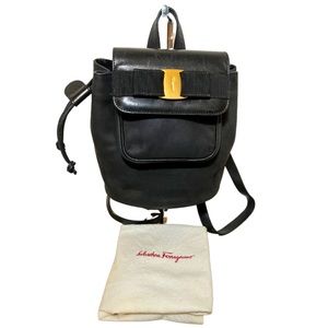 Salvatore Ferragamo Vara Black Leather Backpack